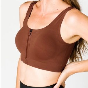 Zyia coffee front zipper access bra size medium